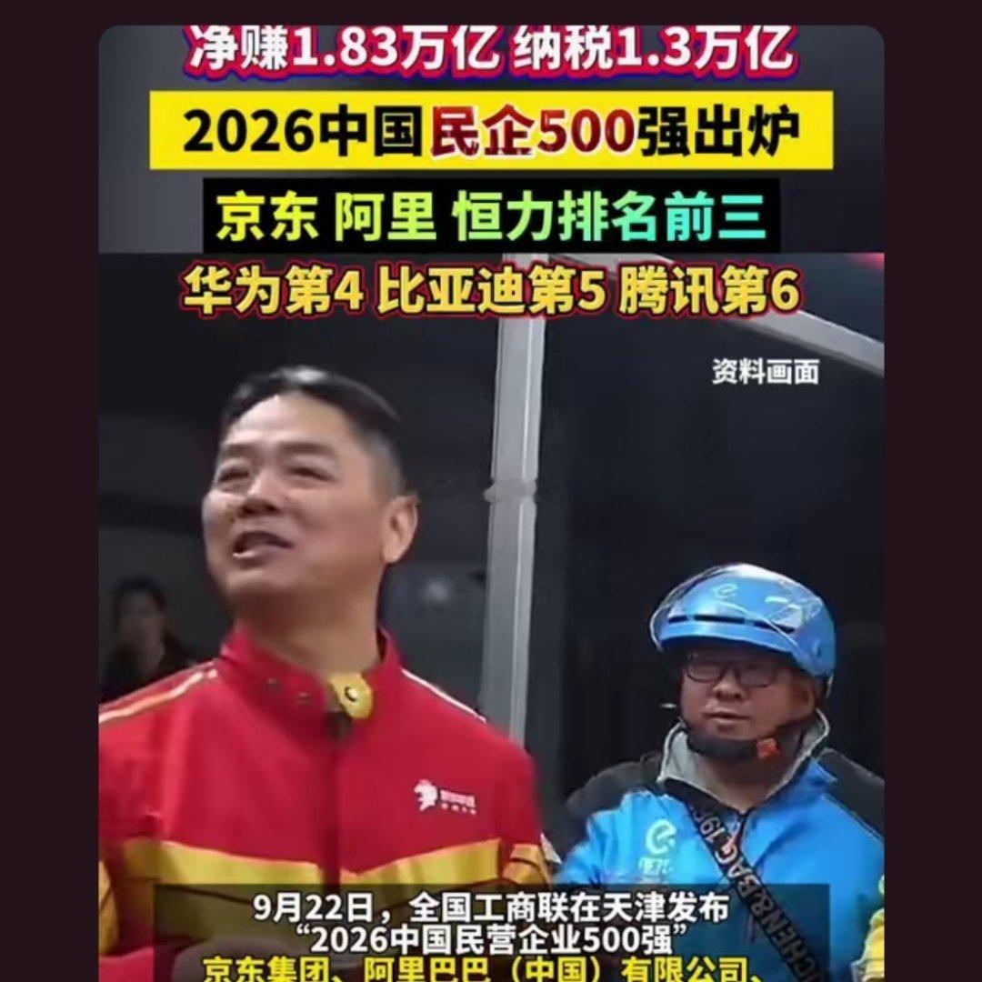#诗卓卓#【#华为中国民企500强排名第4#】2026中国民营企业500强榜单出炉，京东、阿里、恒力