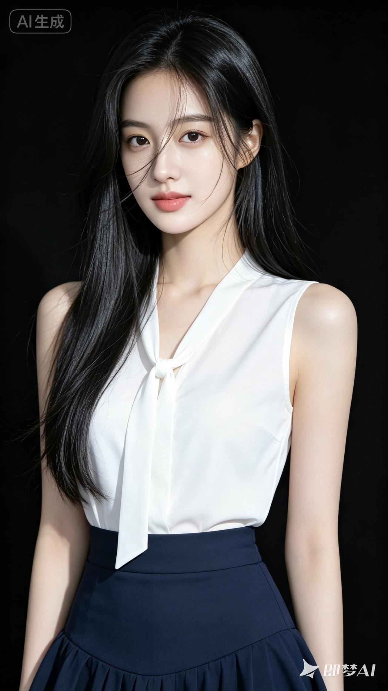 优雅白裙少女，清新自然，气质出众