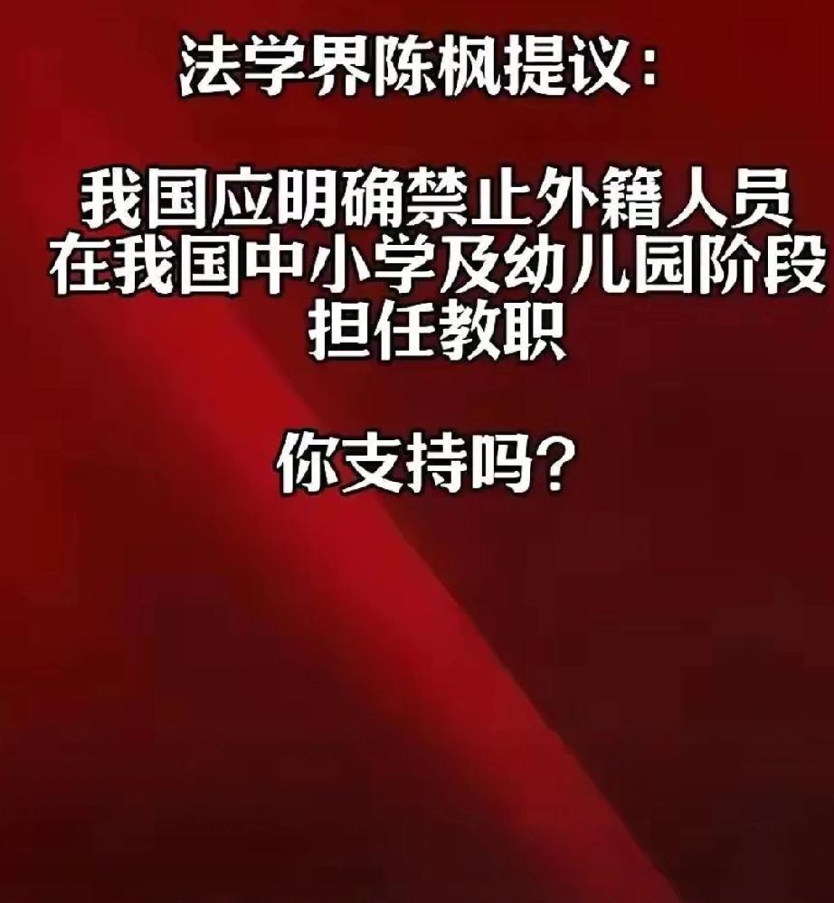 解释不清了！法学界人士陈枫公开提出建议，主张通过立法明确规定，不允许外籍人士在幼