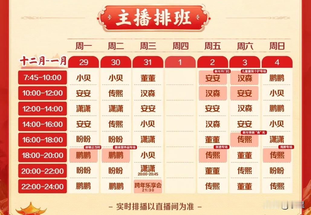 看着与辉同行本周排班表莫名想笑30号开始连续5天每天都有定制吐司董宇辉这是被