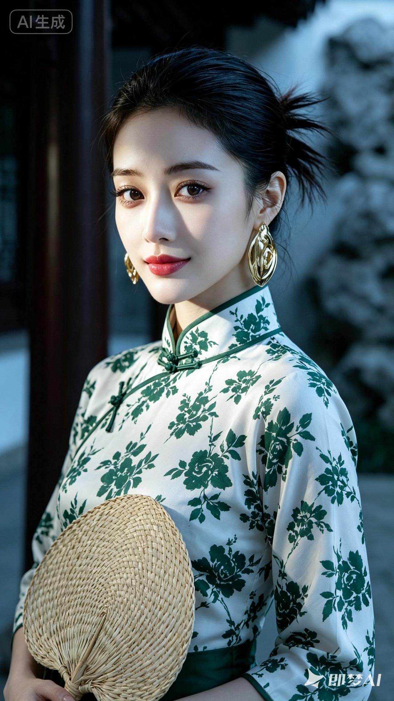 东方古典美人，手持团扇，韵味十足。