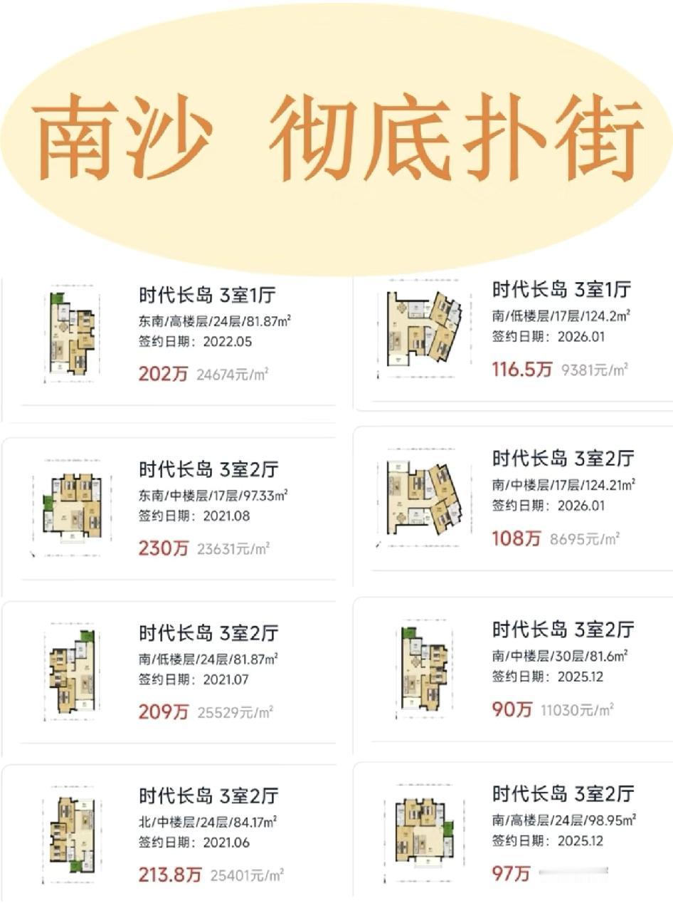 南沙房价彻底扑街南沙就是人口问题，留不住人，而且还是那句离开广州市区辐射，