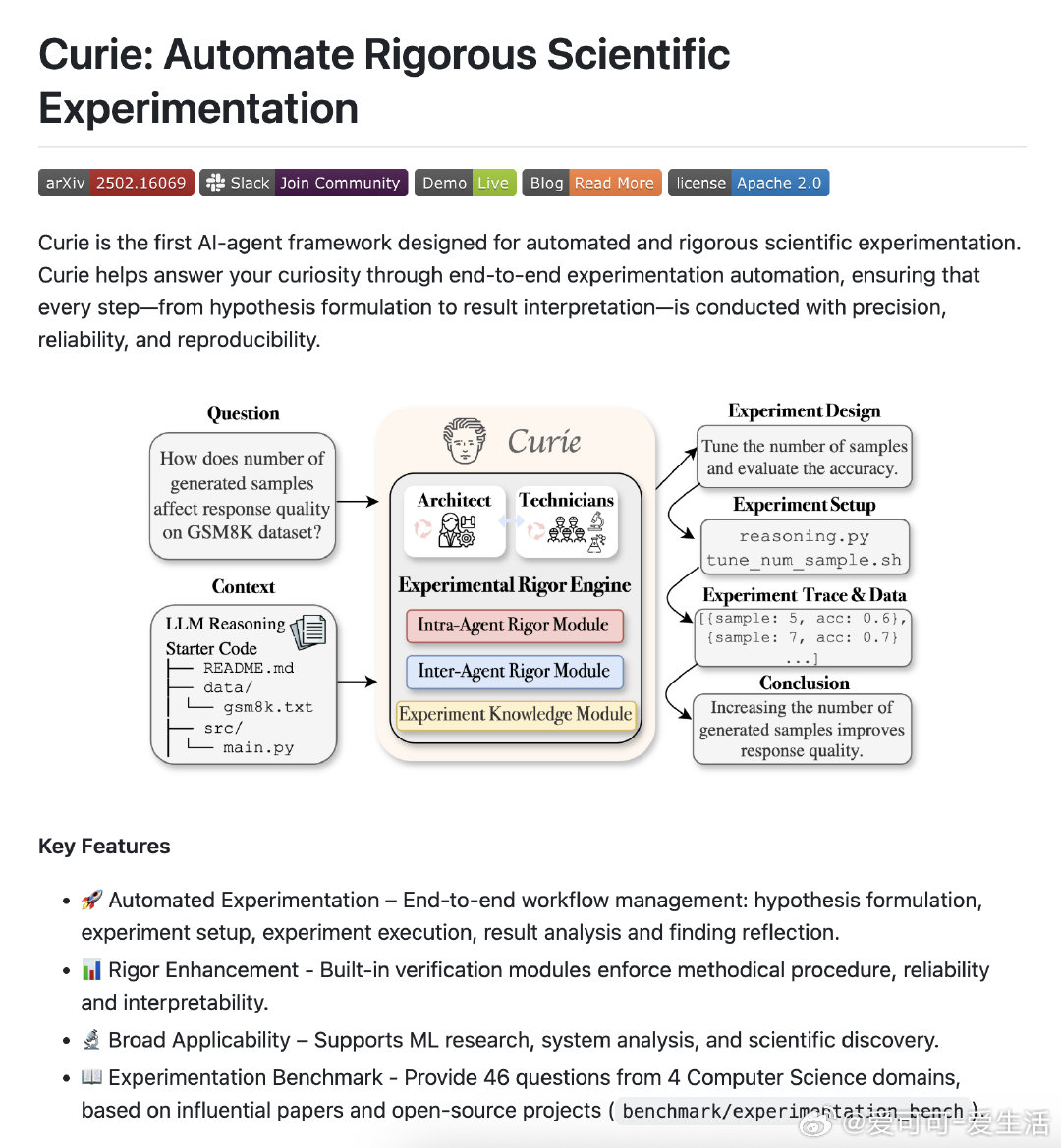 【[80星]Curie：用AIAgent自动化严谨的科学实验全流程，从假设到结