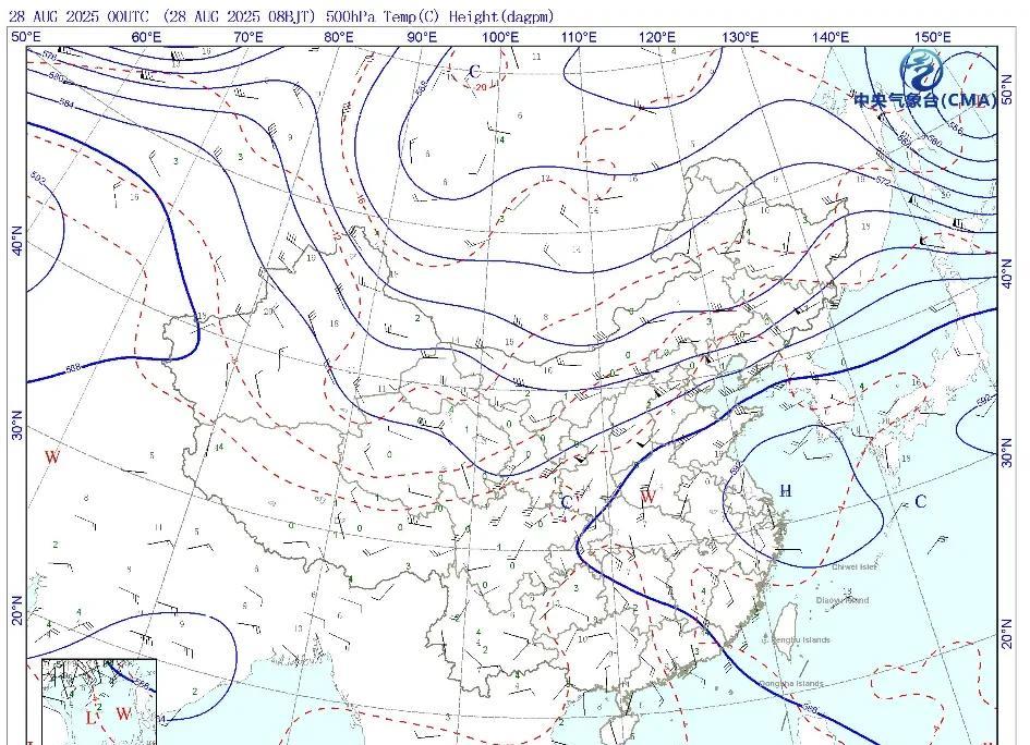 从今天的天气图实况来看，今天副热带高压主要是控制湖北、安徽、湖南、福建、浙江、江