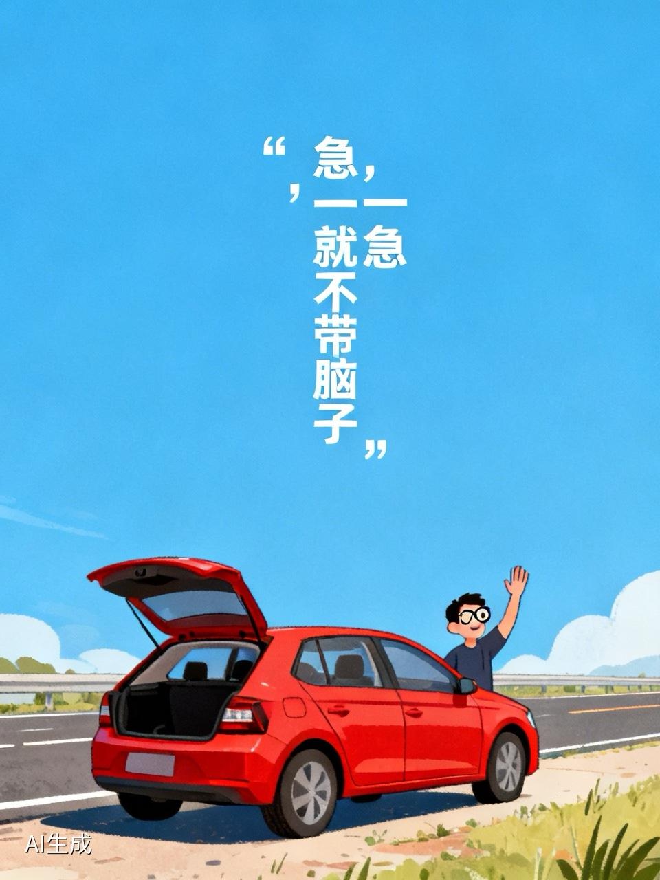 我这人啥都好，就一个毛病：急，一急就不带脑子。今天又闹笑话了。开车带老公去拿