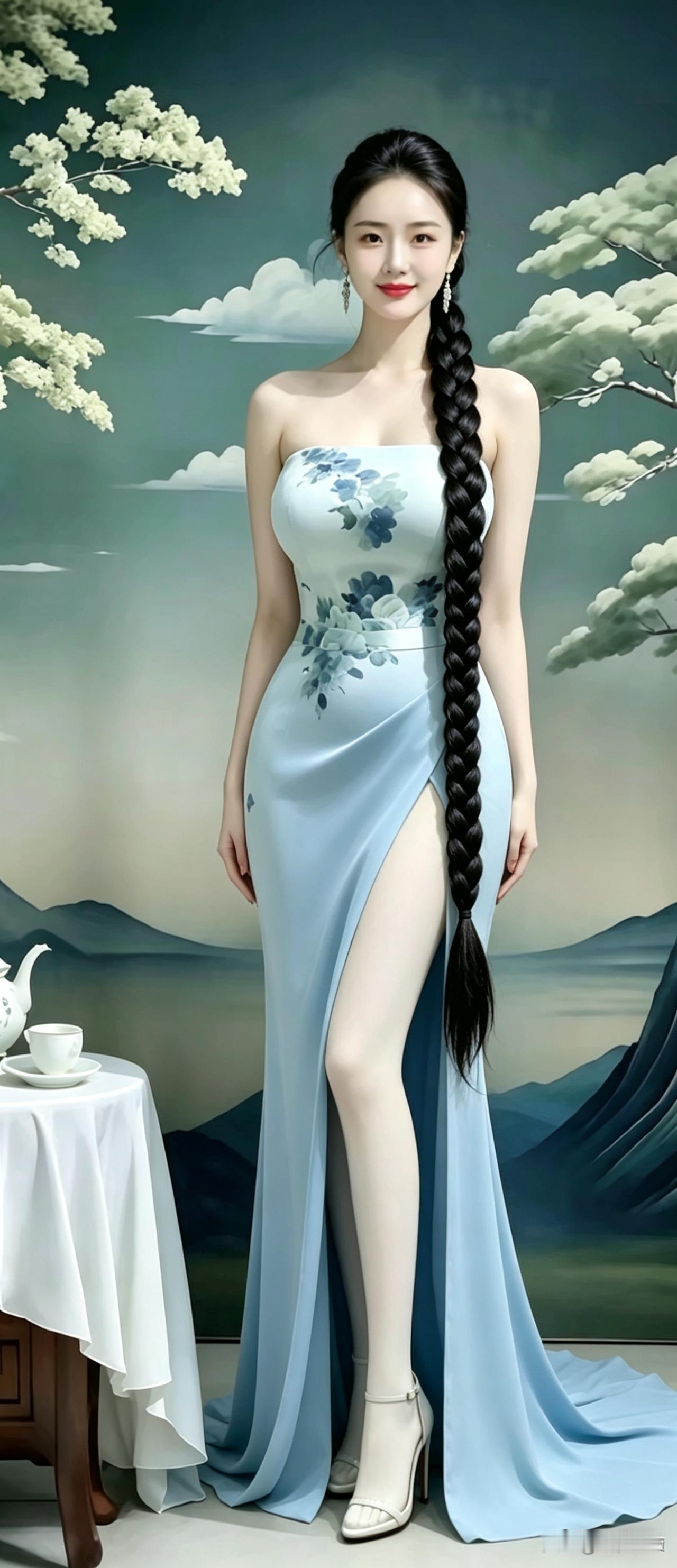 今天穿了条长裙，梳了条长辫子，走在路上感觉自己就是韩剧女主。长裙随风飘动，长辫子