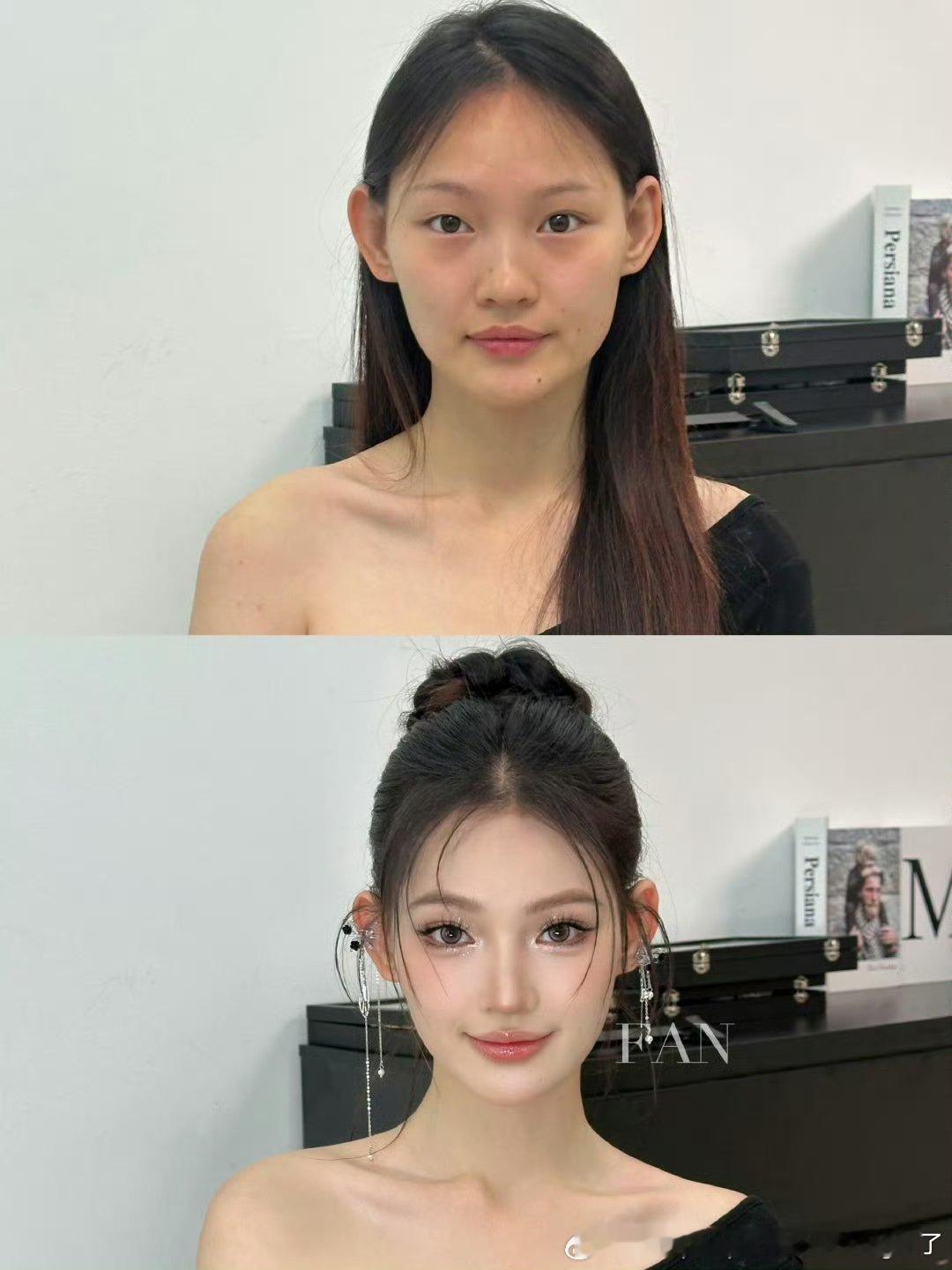 素颜放普通人也都算美女但3底子是真好底子一好感觉这种“精致浓妆”上脸还不好看，把