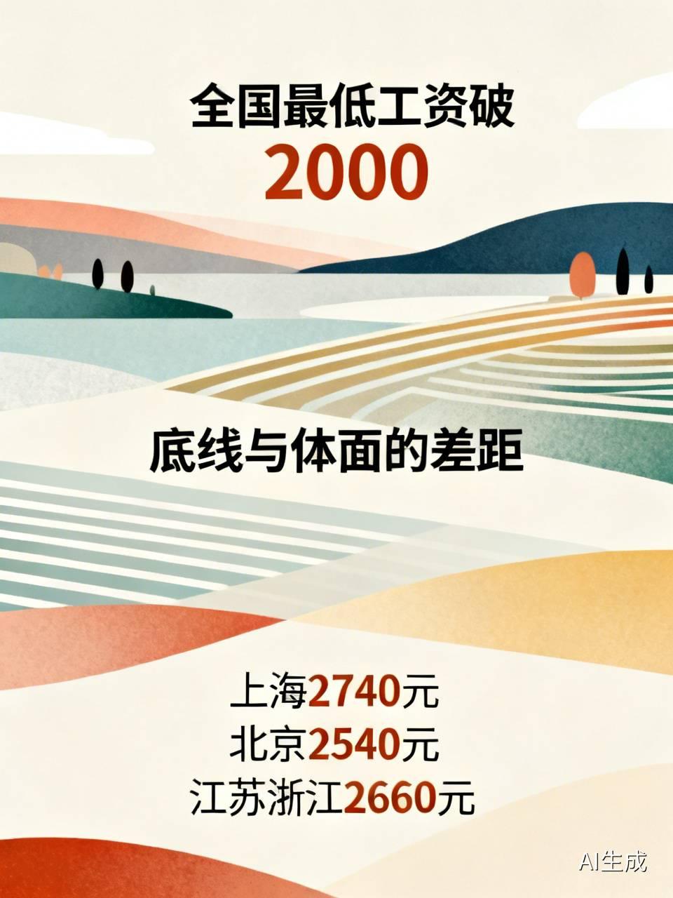 全国最低工资都破2000了，但“底线”和“体面”还差着一大截人社部最新数据出