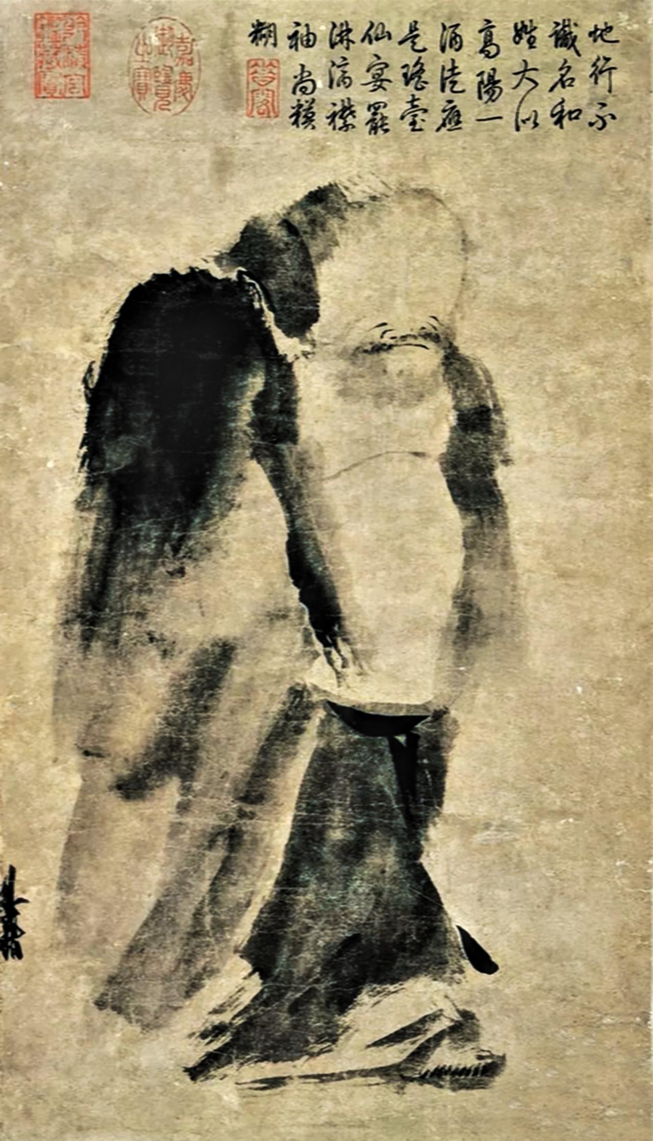 南宋梁楷《泼墨仙人图》，现收藏于台北故宫博物院，是中国写意人物画的巅峰名作，也是
