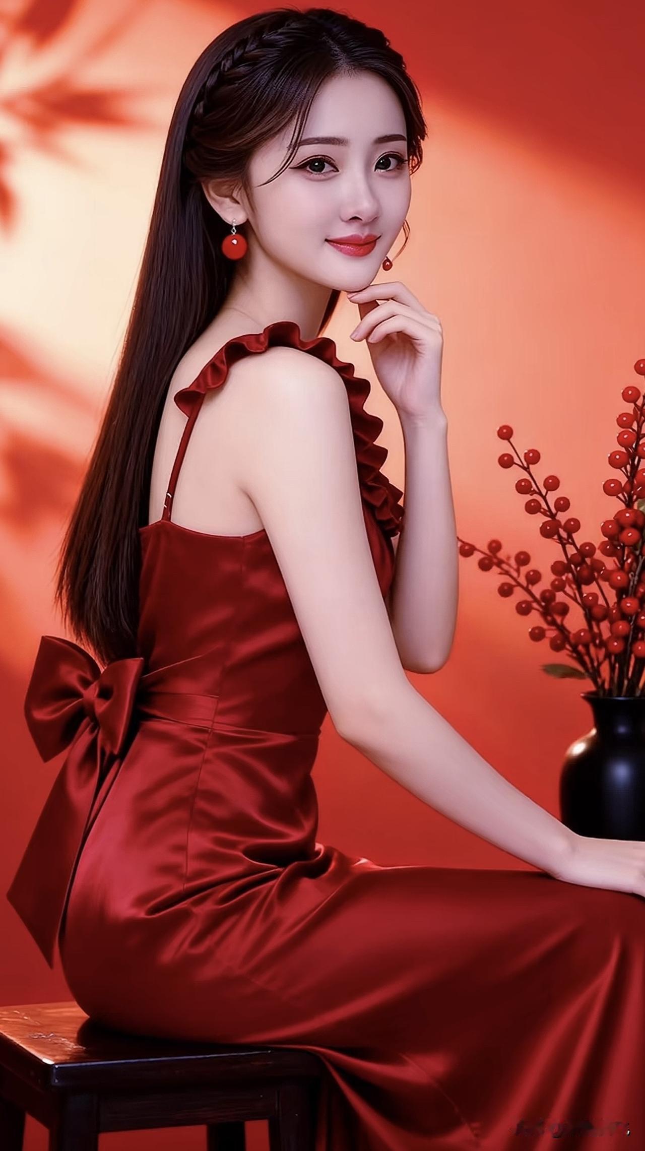 优雅红裙，复古风情，惊艳时光气质红裙女气质红裙穿搭温婉红裙温婉红裙魅力红