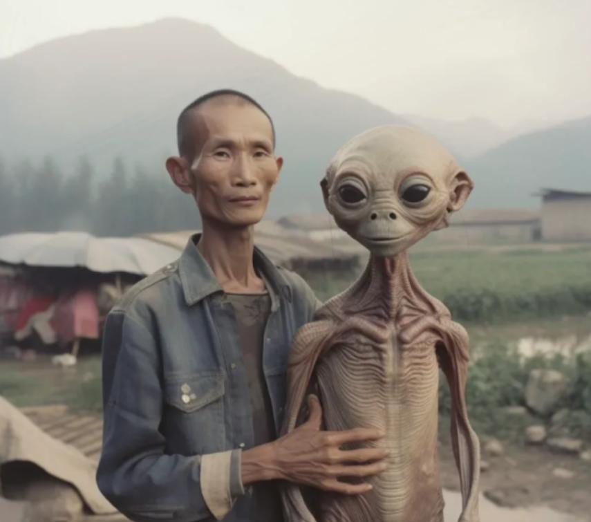 1980年，南方某村庄，一村民正在田间劳作，突然远处传来一声巨响，一个巨大的飞碟