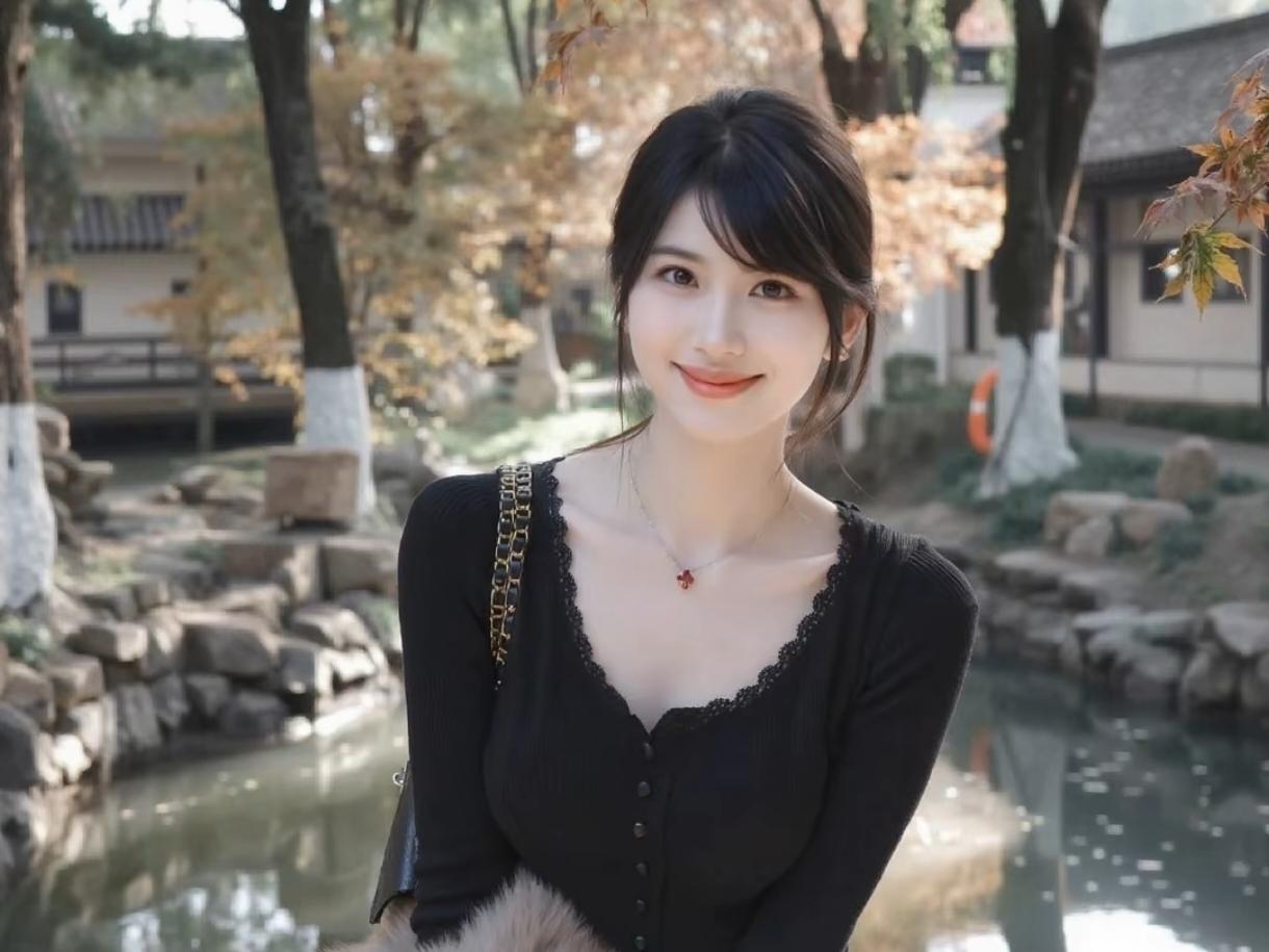 『半窗月痕·鹧鸪天·园隅闲步』作者/朱珠池面风轻皱碧纹，枫红沾鬓软香温