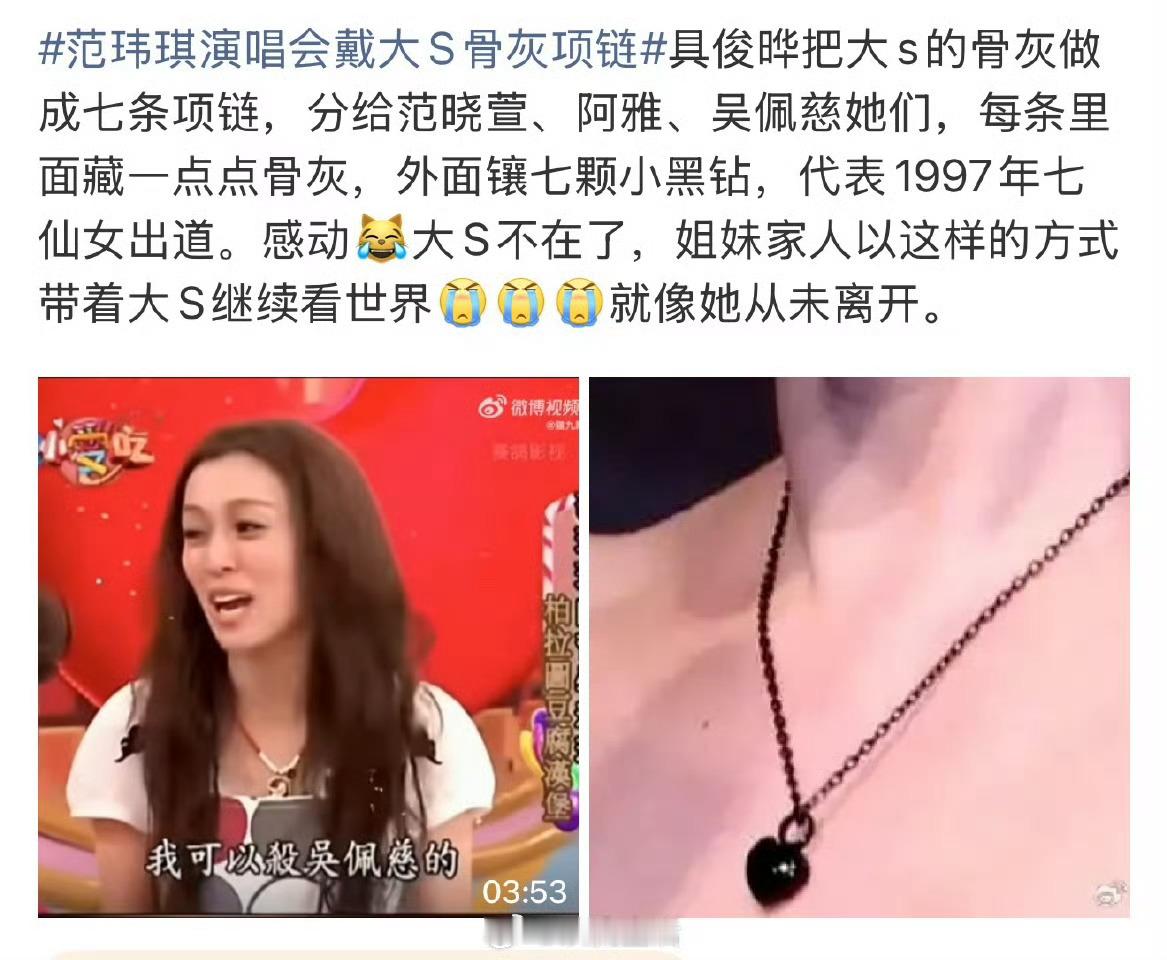 消息可能是有真有假消费逝者倒是非常的真大S的骨灰做成了七条项链热点观点