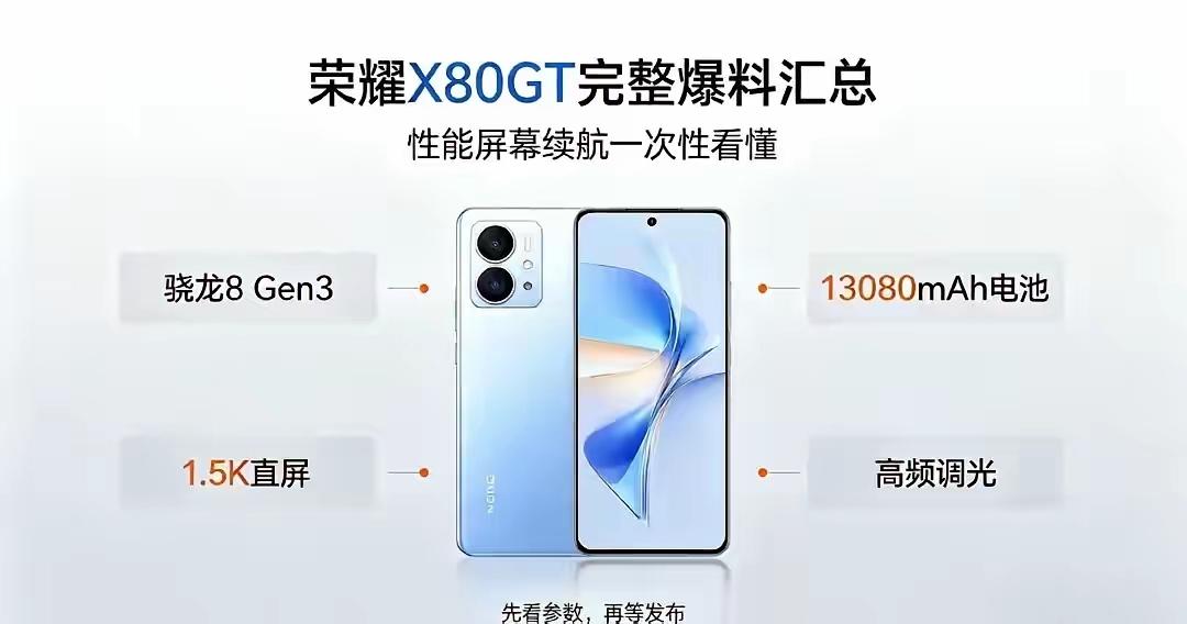 中端机彻底卷疯了。荣耀X80GT这波爆料看得令人心动不已，骁龙8Gen3直接下放