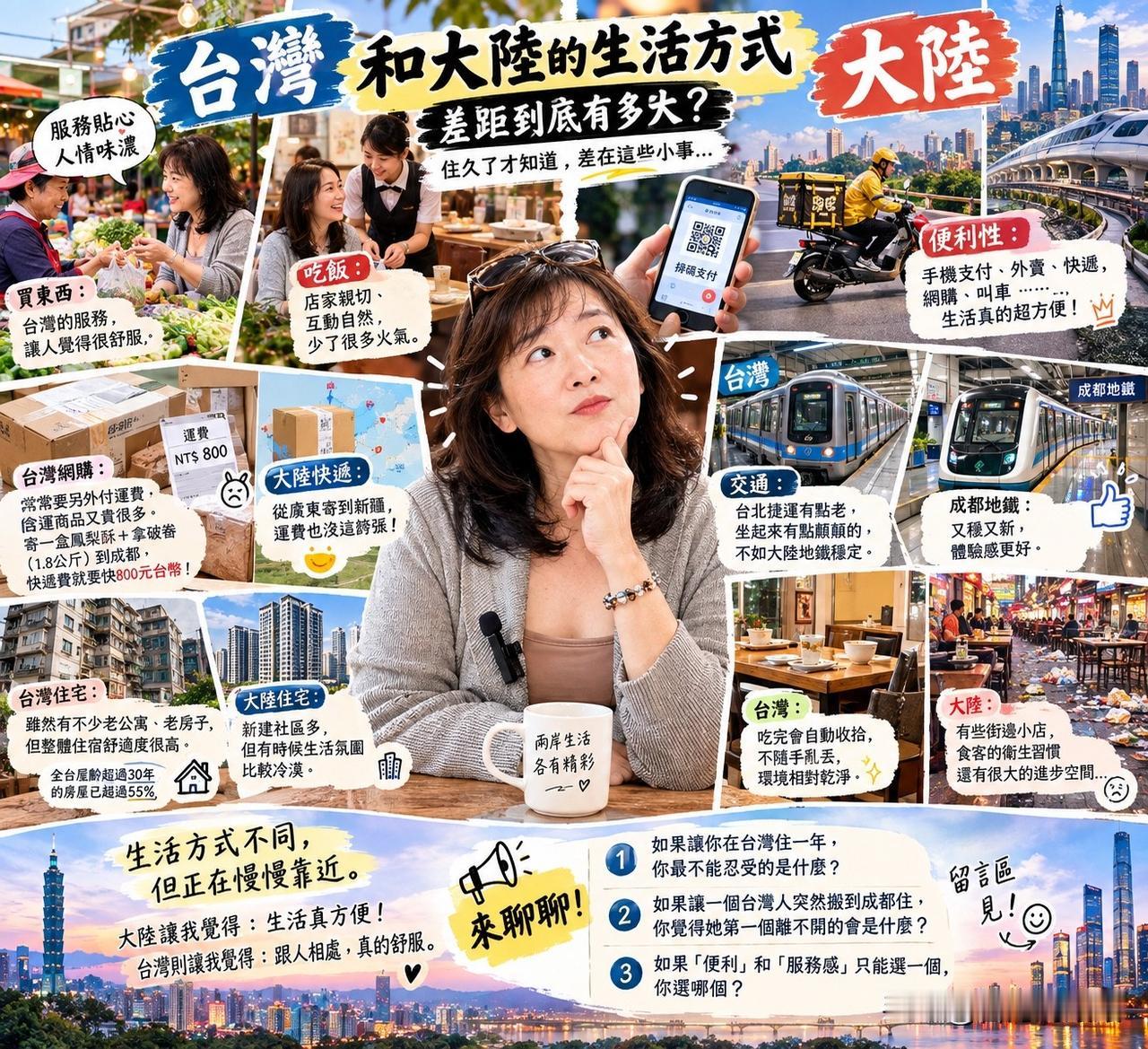 台湾和大陆生活方式，差距有多大？住久后才知道，就差在这些小事里。很多人问我：