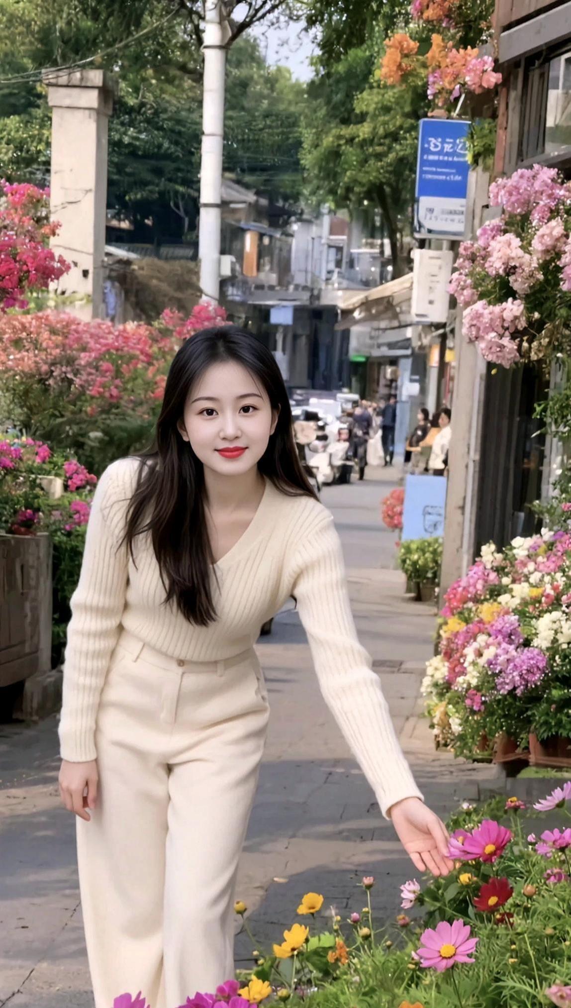 春日赏花照甜系女孩清纯甜美穿搭颜值