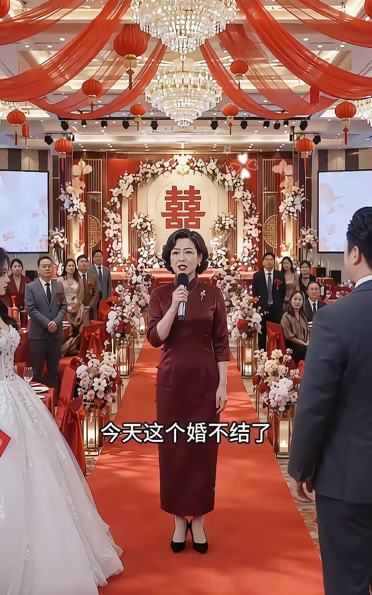 一个婚礼现场，新娘子接过婆婆给的1万块钱改口费说：“阿姨这钱太少了，我们那的改口