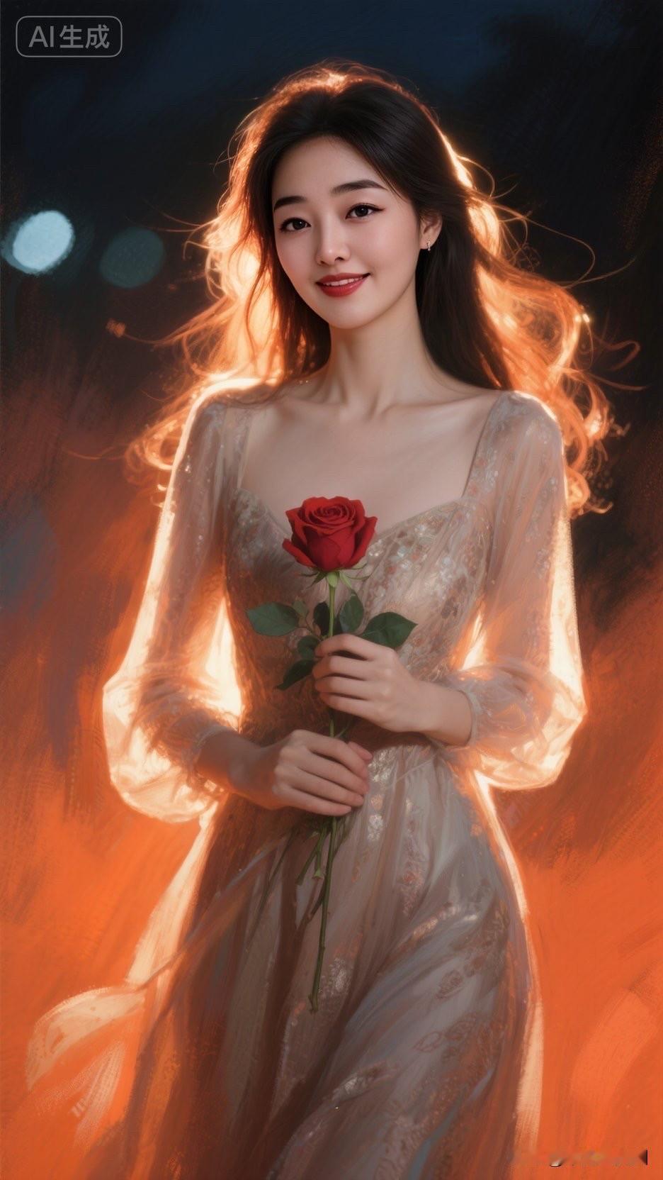 梦幻少女与玫瑰的浪漫邂逅🌹✨