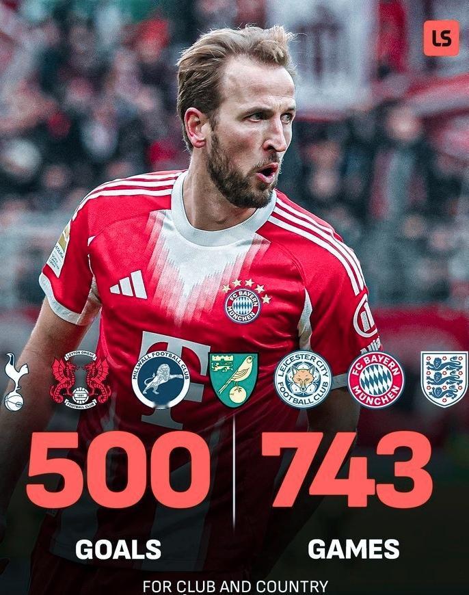 凯恩打入本赛季德甲第26球，仅用了22轮联赛。还有12轮，打破莱万单赛季41球的