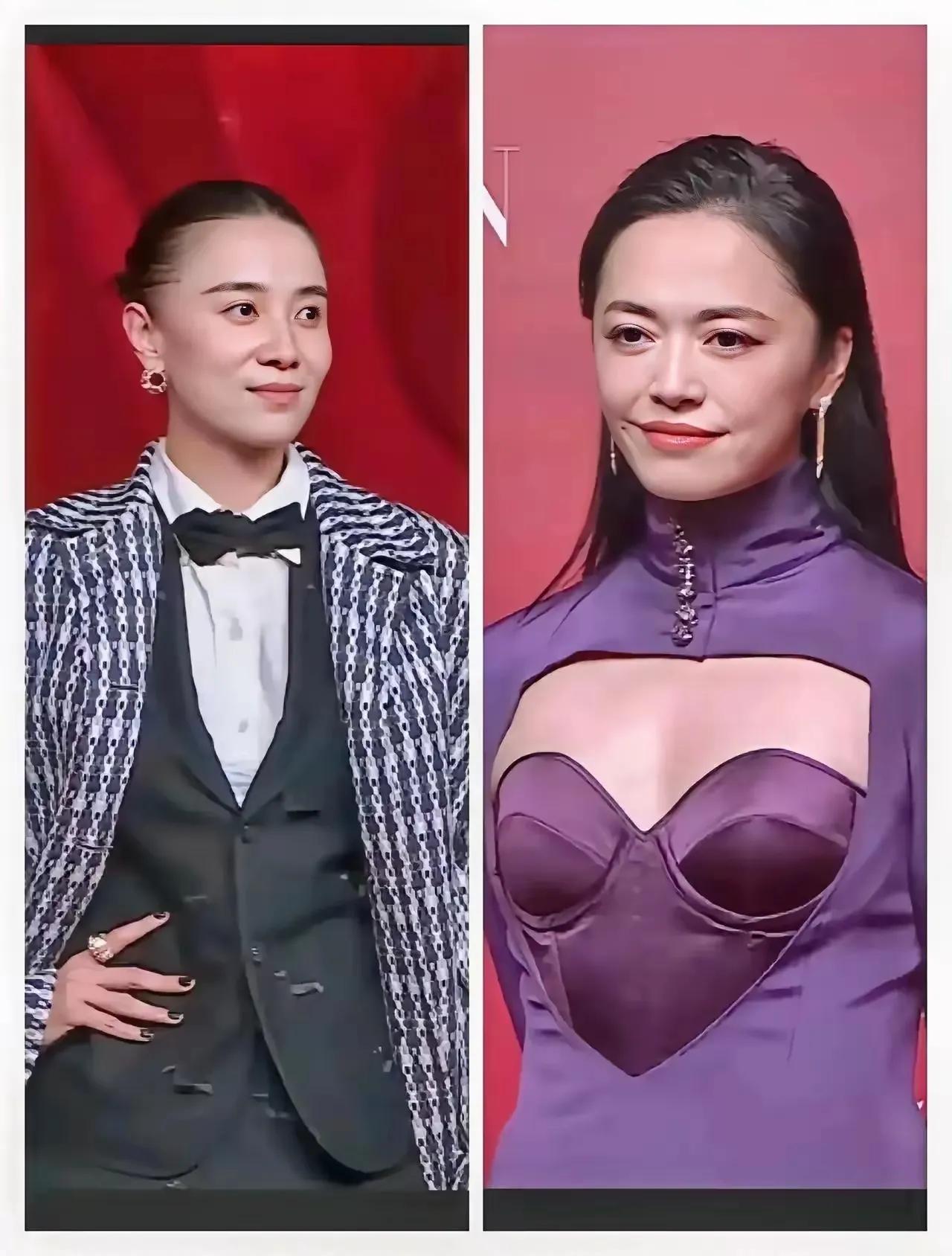 一个穿了西装也像女人，一个穿了裙子却像男人。宋佳应该是故意不穿女装的，因为她自己
