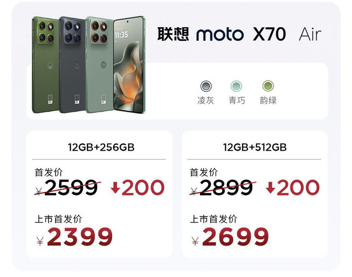 联想在“天禧AI一体多端秋季新品超能之夜”上正式推出motoX70Air超薄