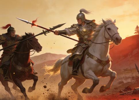 高览投降曹操后，随大军征讨刘备，张郃说：“遇见赵云务必小心。”高览说：“文丑能打