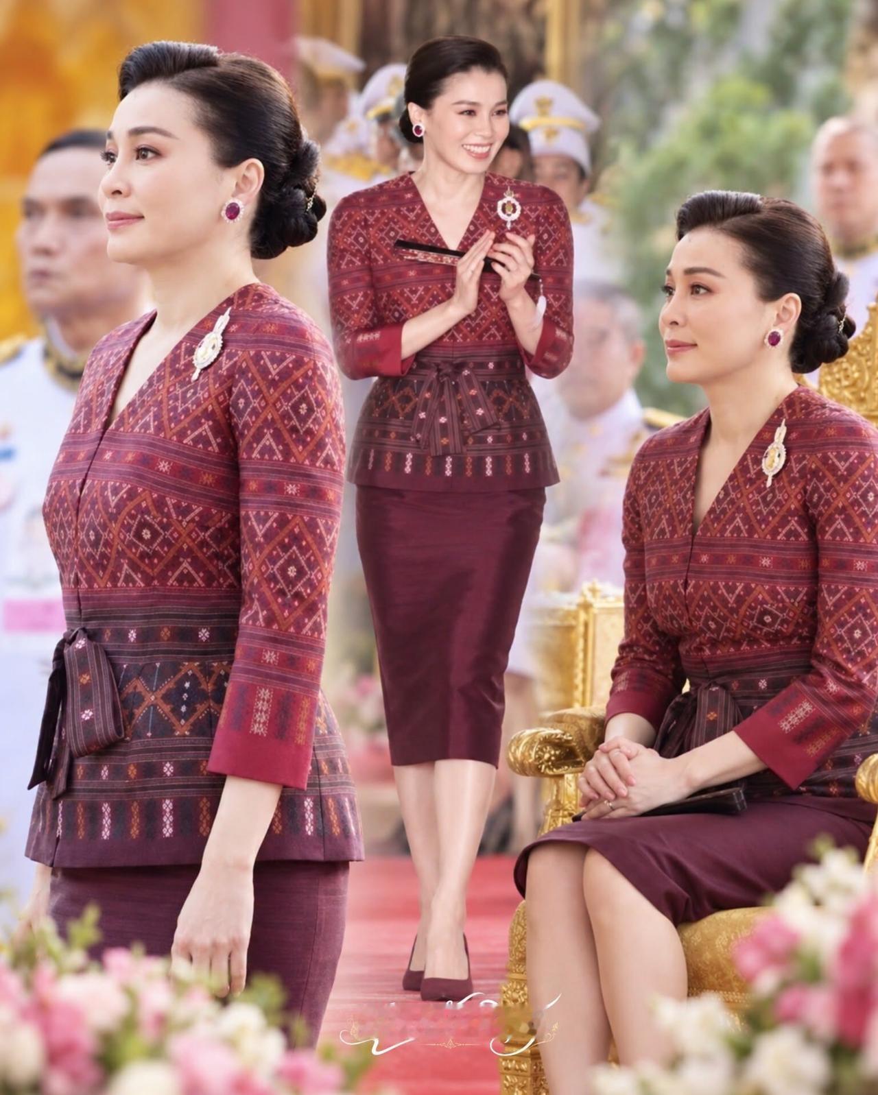 苏提达王后雍容华贵，佩戴红宝石首饰绝美从乡村肩巾到王后华服：一块丝绸的传奇旅程