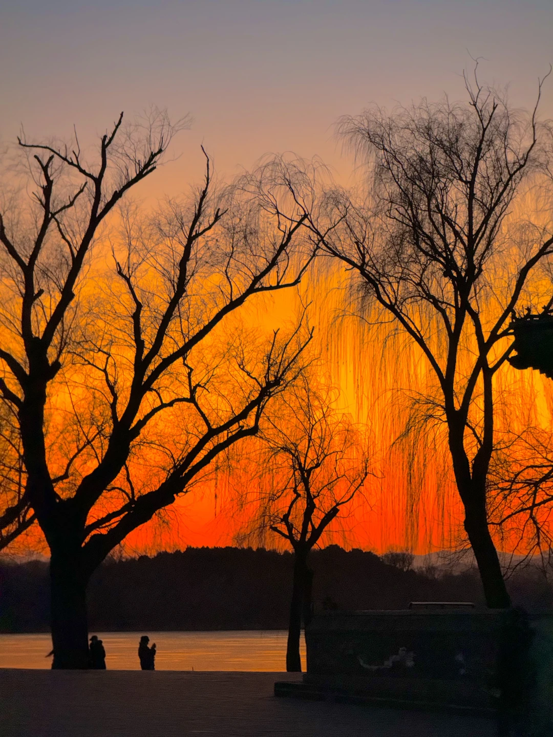 Live实拍！颐和园全结冰啦！冰面落日橘子海🌄