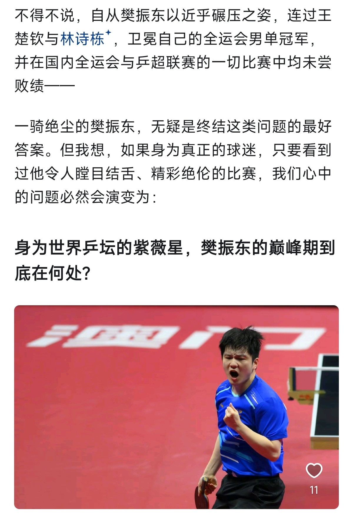 这个世界本就是由层层不同世界叠加的。和平的影子和混乱的影子同时存在。但在樊振东的