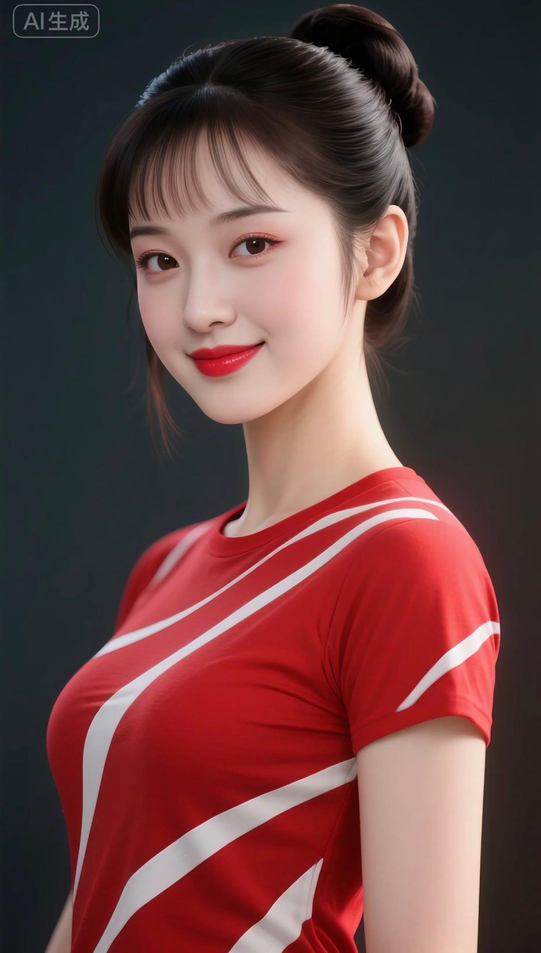 红衣美人笑，似画似诗。