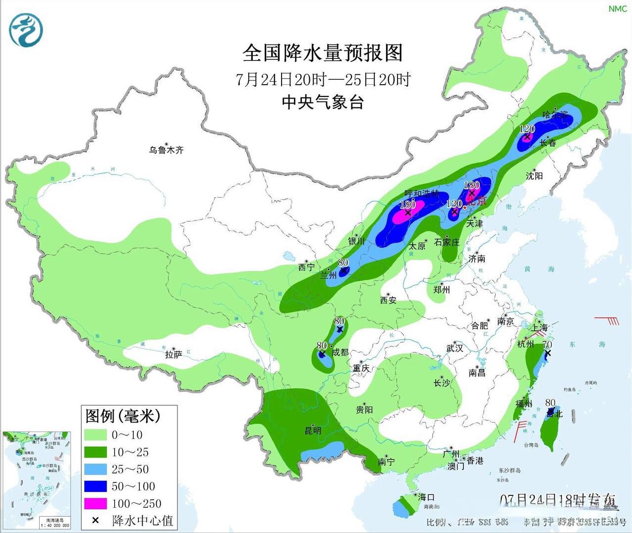 今晚至明后两天西北地区东部、华北中北部以及东北地区一带雨势还是相当强劲凶猛的，局