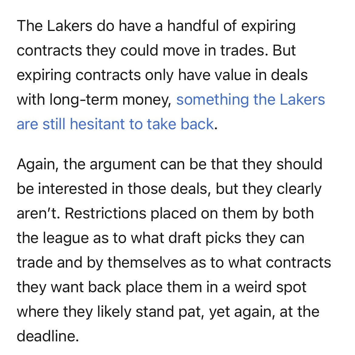 湖人记者JacobRude：湖人手中确实握有数份到期合同，可用于交易运作，但到
