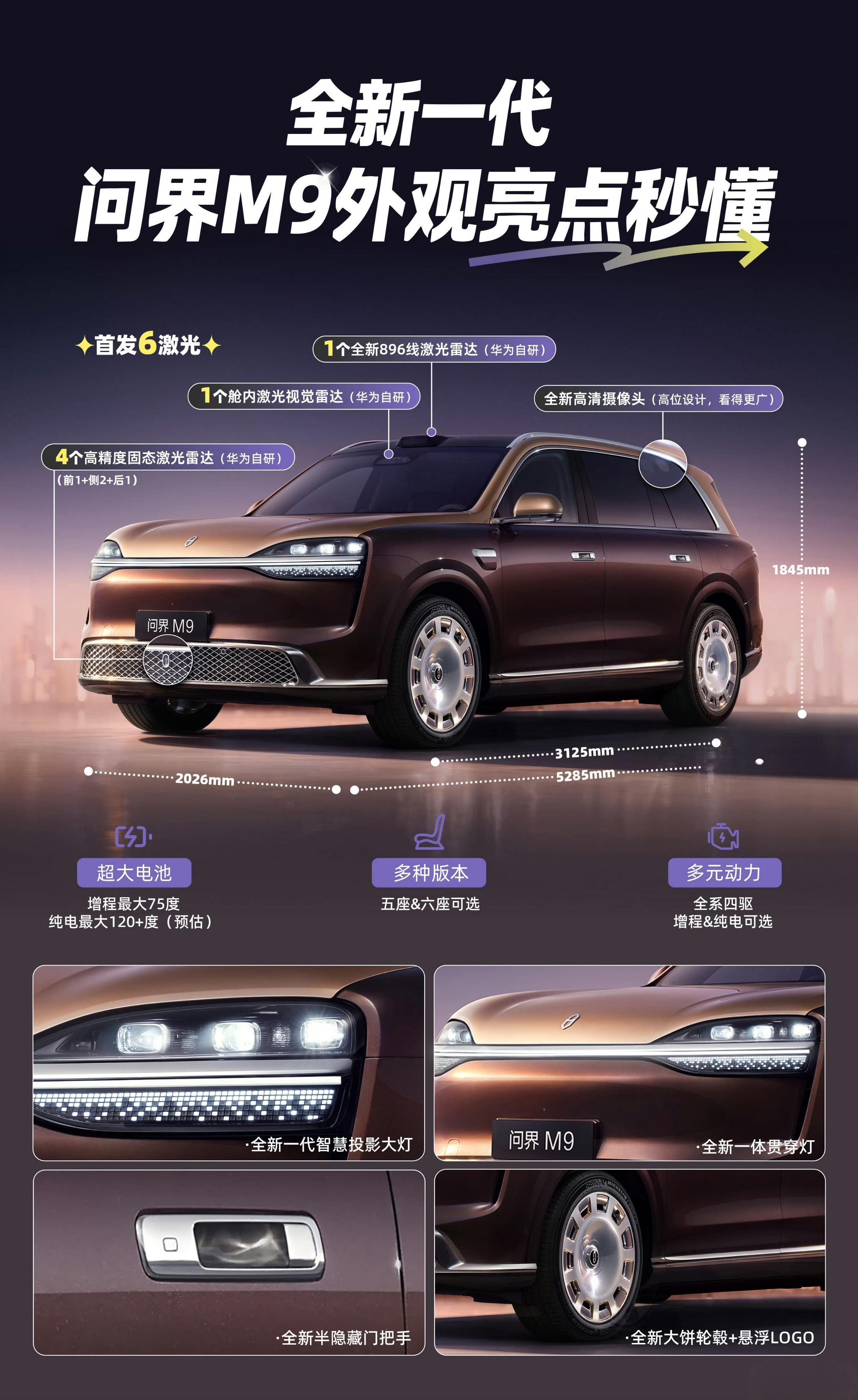 全新问界M9首搭6激光雷达，展示了一波什么叫“自动驾驶级别”的冗余——任