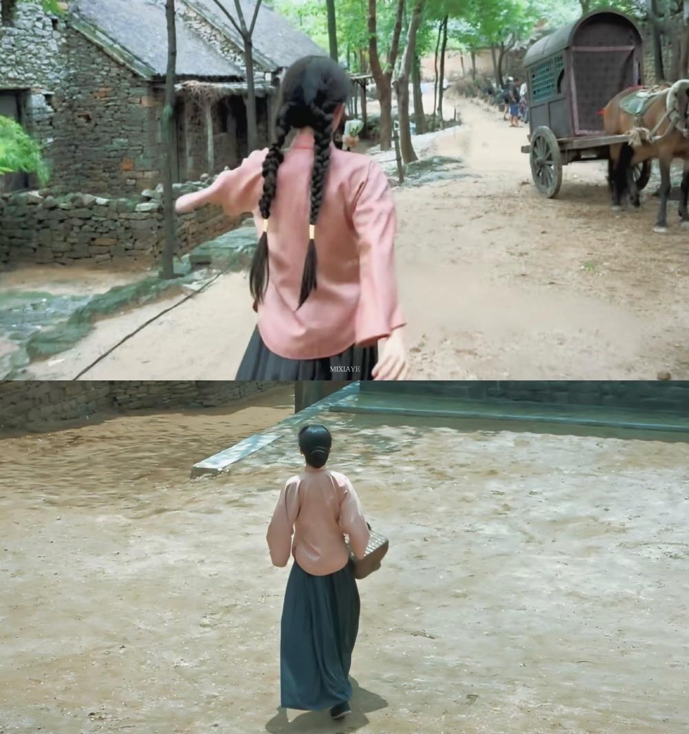 不得不感慨一下，女演员是真瘦啊看这背影骨架一般，其实头发梳不回去的不是绣绣，