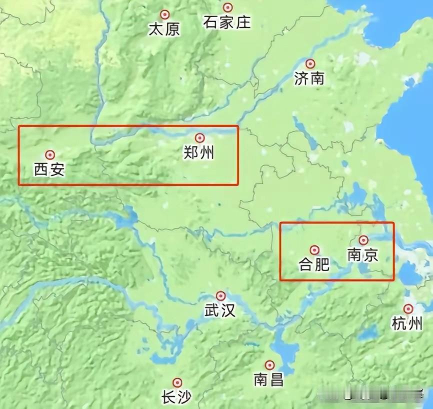 西安比郑州更靠南；合肥比南京更靠南；大连比北京更靠南；武汉比南京更靠南；