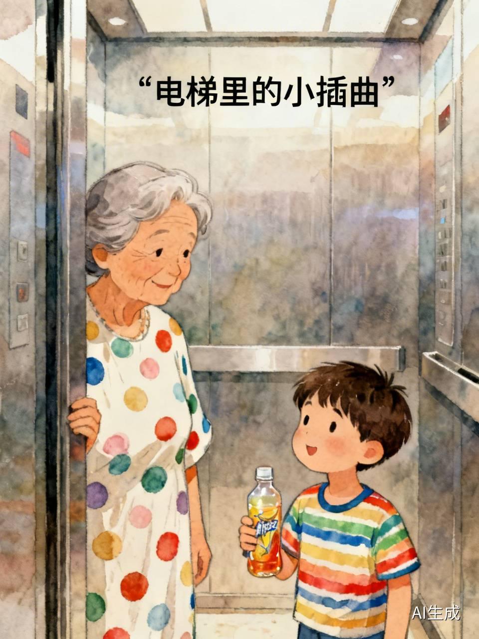 今天坐电梯时遇到了一件尴尬事。我刚进电梯，发现电梯里有一个奶奶带着4岁左右的孙