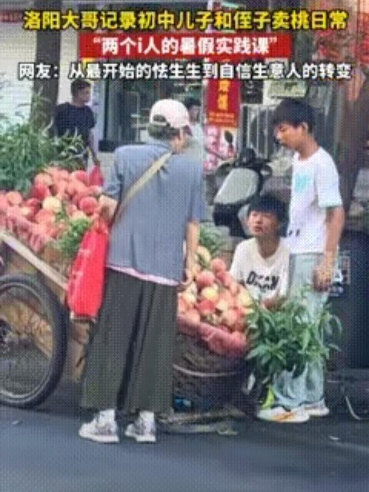 放弃昂贵补习班！洛阳大叔把俩内向少年扔街边卖桃，几天蜕变看哭无数家长暑假不
