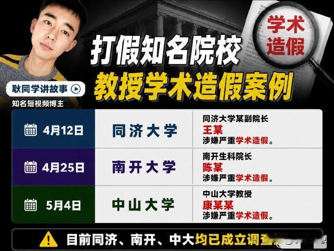 这年轻小伙挺牛，不到一个月的时间实名举报三所985院校的院长和教授。其中