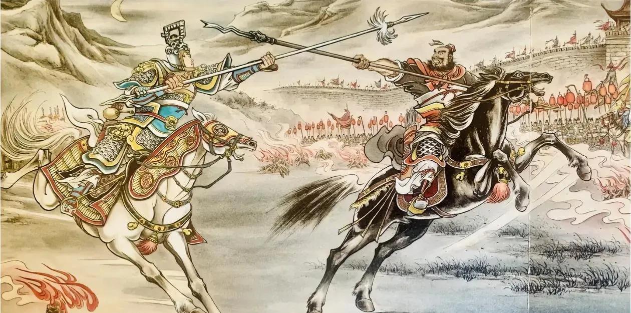 辽国大将耶律休光和大宋总先锋杨文广两阵对圆，头一阵，耶律休光派大将胡黑塔杀入阵心