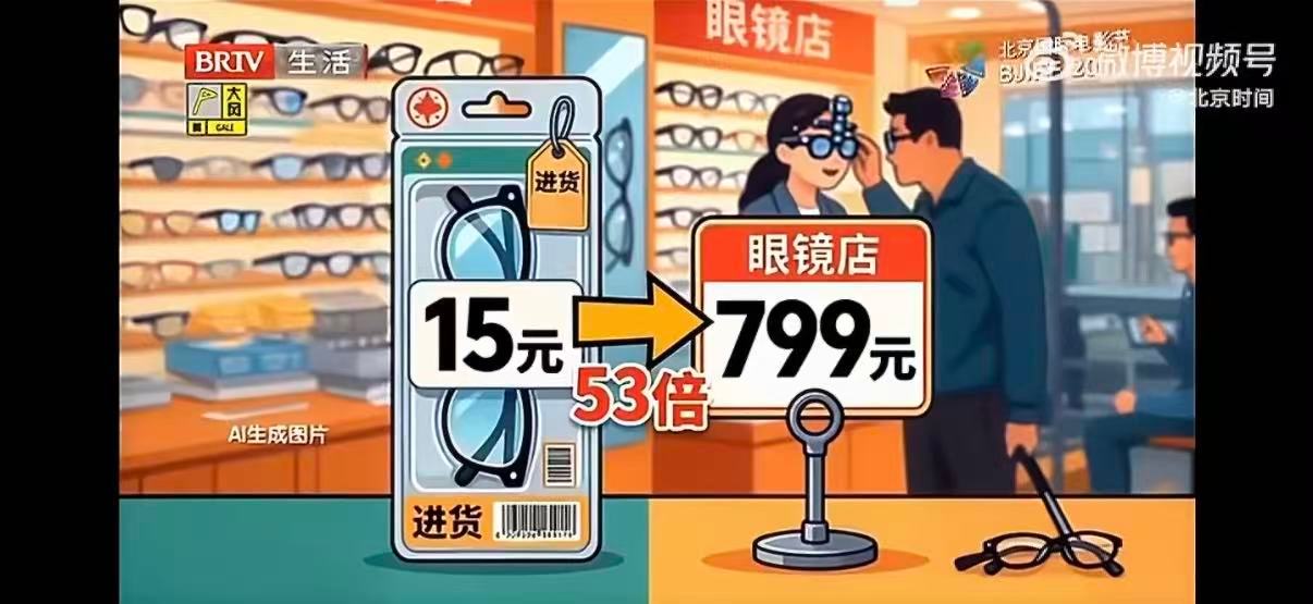 进价15元镜片竟卖799元眼镜行业确实暴力，但也确实无奈大家不可能三天两头就配一