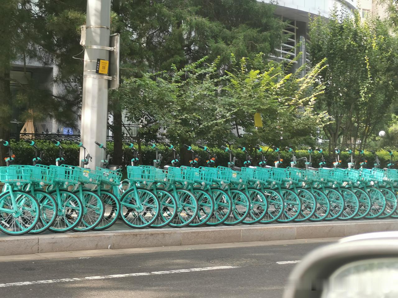 北京三里河的共享单车，共享单车为城市出行增添了便利，短距离代步、接驳公共交通，绿