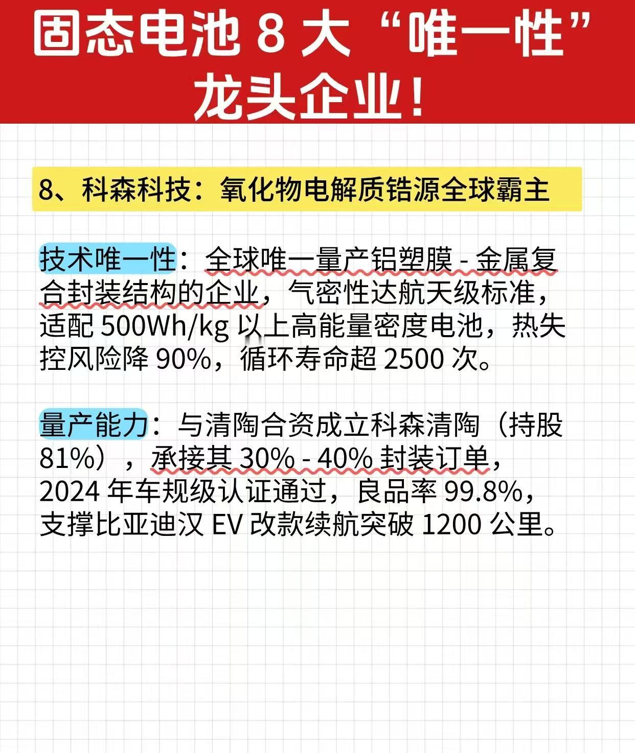 固态电池八大唯一性龙头梳理上海洗霸：全球唯一实现LLZO氧化物电解质吨级量产的