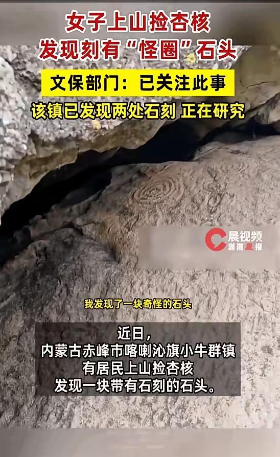 内蒙古赤峰一个大姐，彻底火了。她就上山捡点野杏核，顺手拍了块破石头，结果半个考