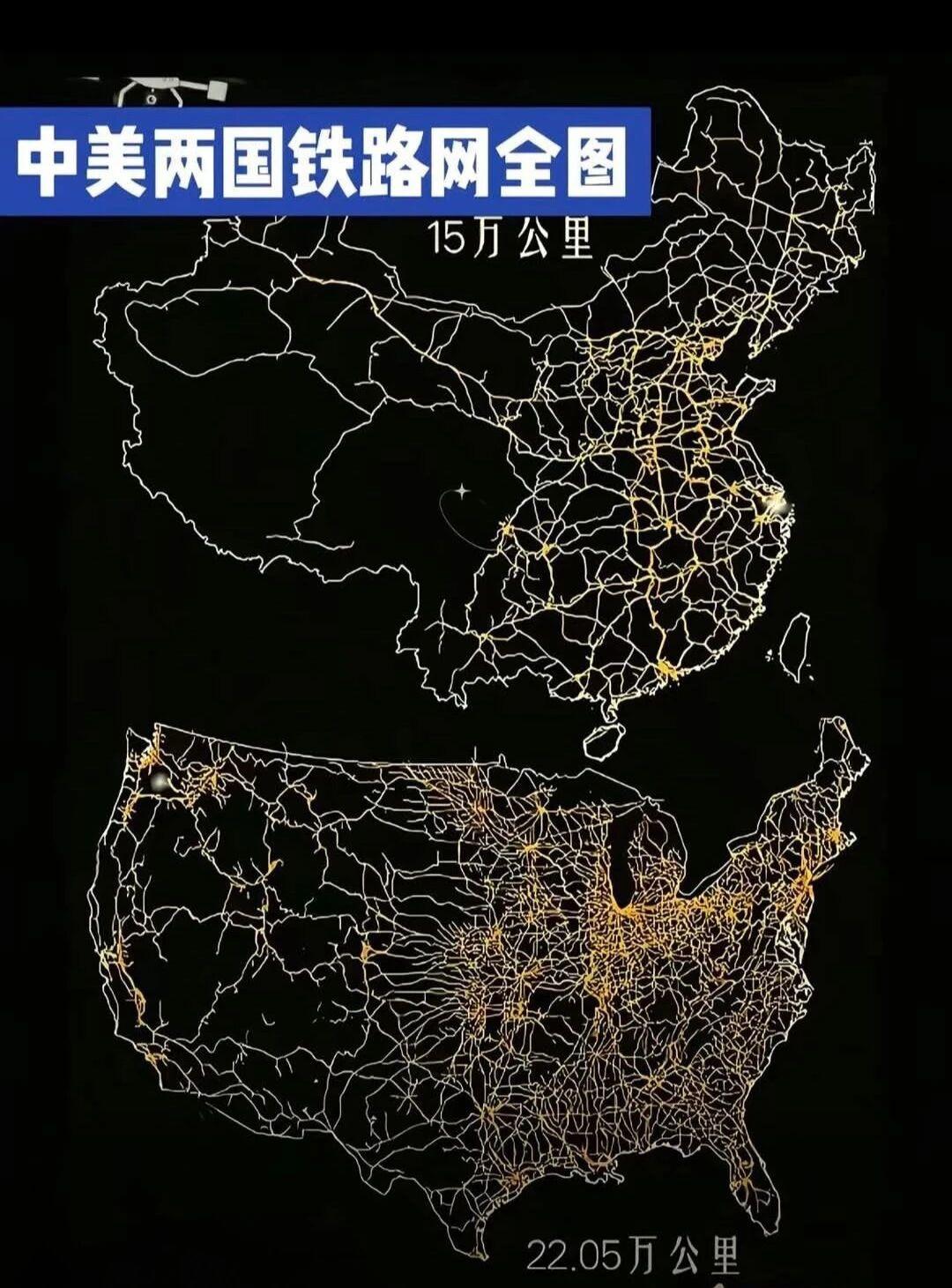 从运营里程上来看，我国铁路还是没有超过美国，看来蓝星大统领的家底实在是太厚了。截
