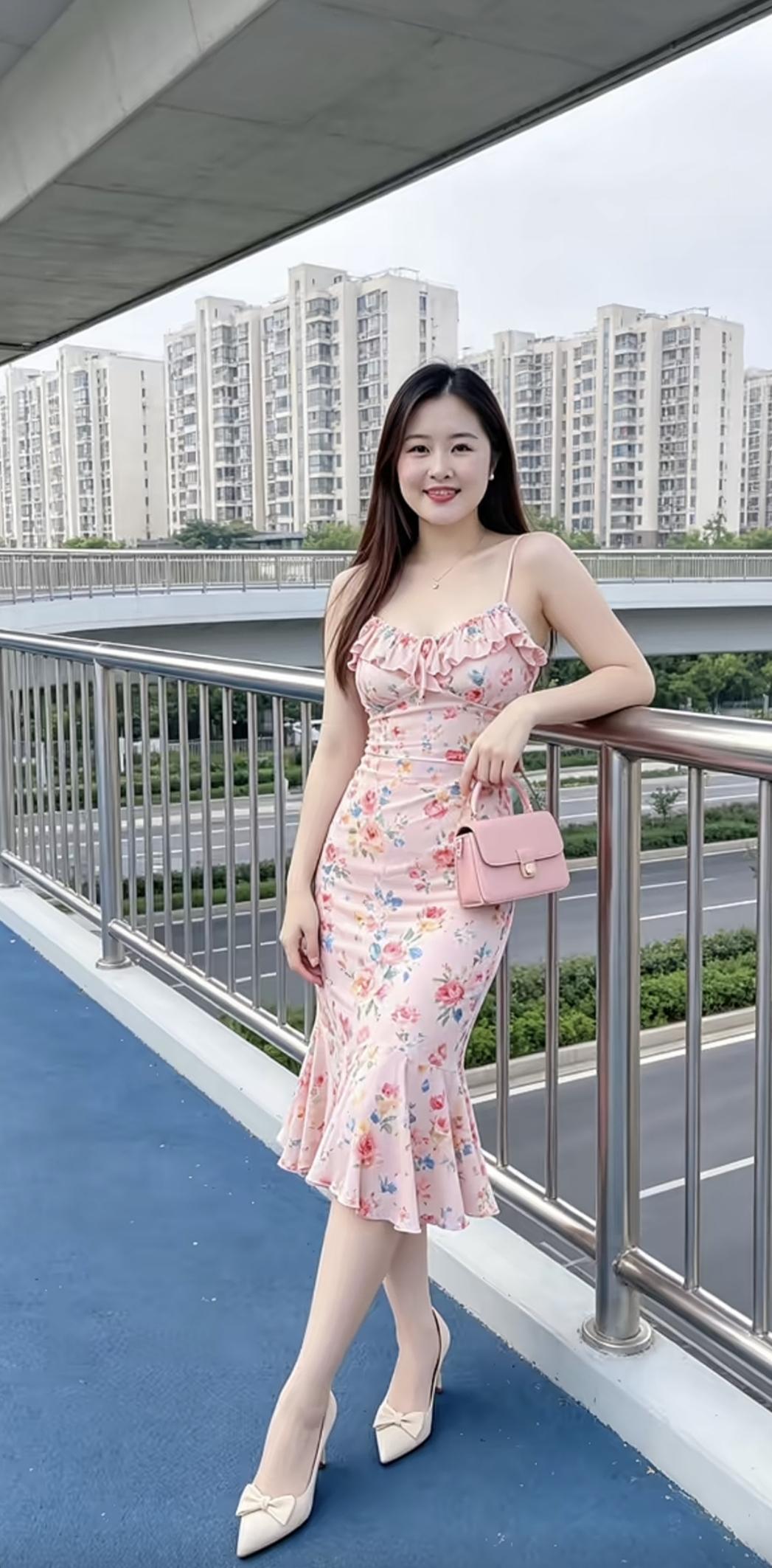 白衣佳人裙裾翩，粉衣倩影入画帘。
