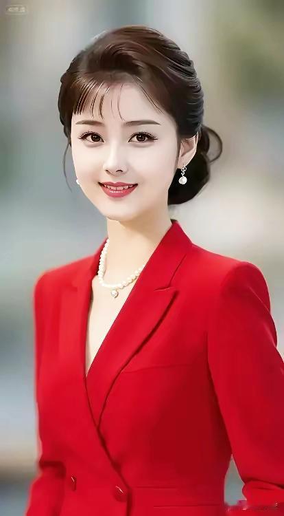 优雅红衣女郎，珍珠项链闪耀，气质满分！💃💎