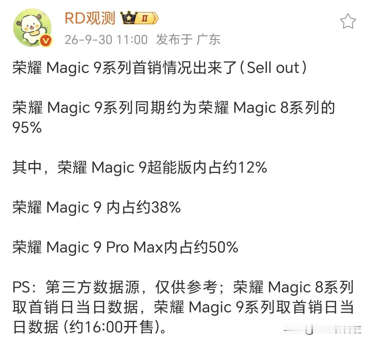疯了，荣耀Magic9ProMax销量占全系一半，价格最贵，卖的最多今