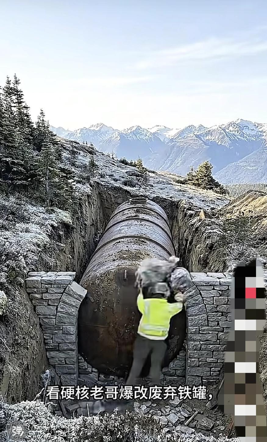 外国人用废弃的油罐，建的小屋，看上去挺实用，还省钱。