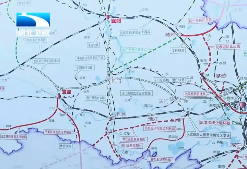 武张高铁线路图来自湖北卫视，基本是目前官方最新消息了。从武仙城际仙桃站引出，经