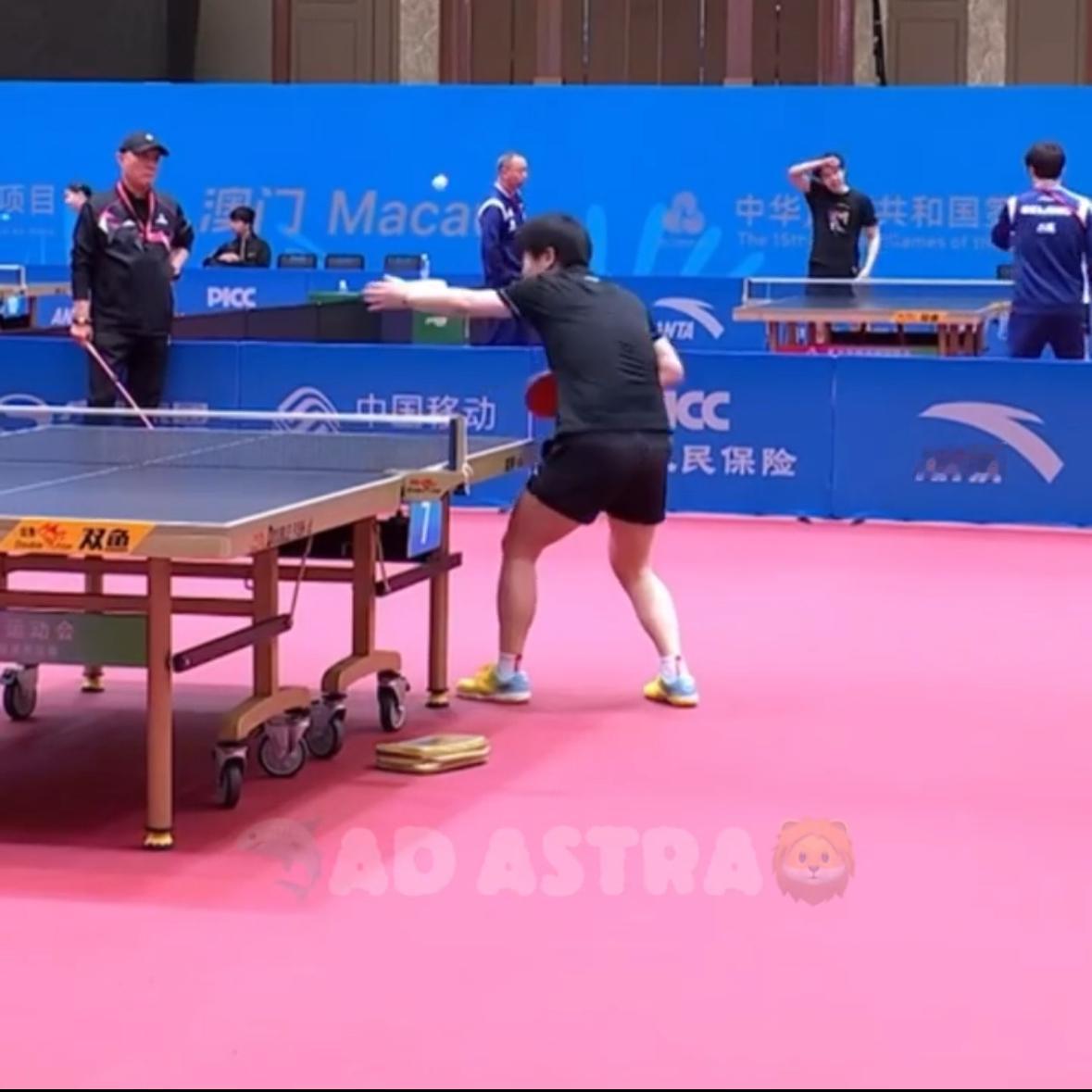 孙颖莎训练场景，吸引力十足，打球的气场，谁看了不被吸引，多停留一眼给莎莎！大头